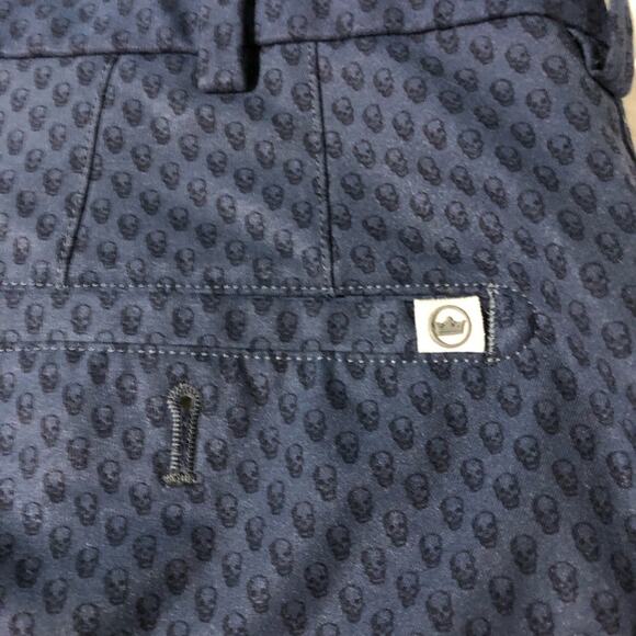 Peter Millar mens shorts sz 36 blue black skull print golf casual athleisure - Picture 3 of 10